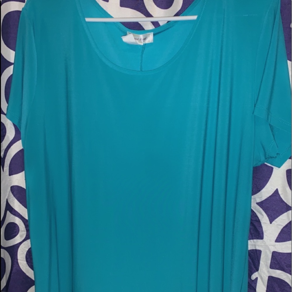 Teal short sleeve tunic, 3X